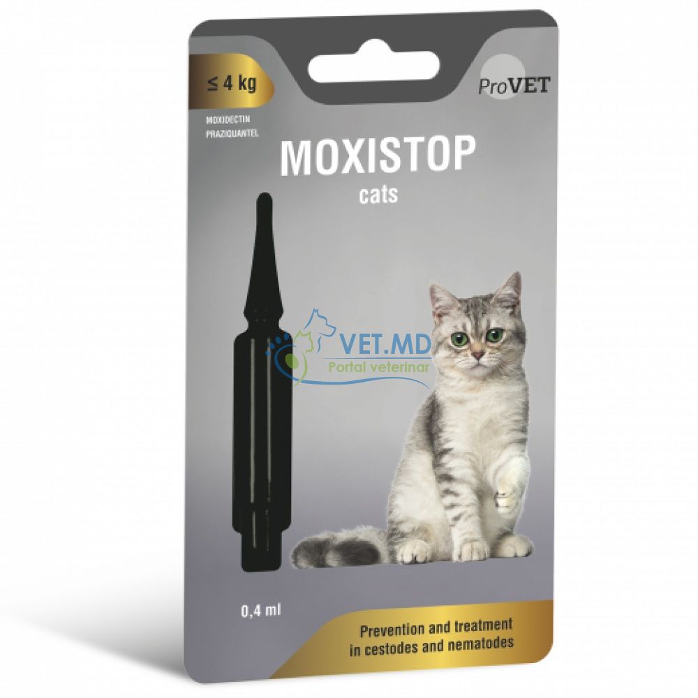Moxistop spot-on pentru pisici cu o greutate de până la 4 kg, 1 pipetă 